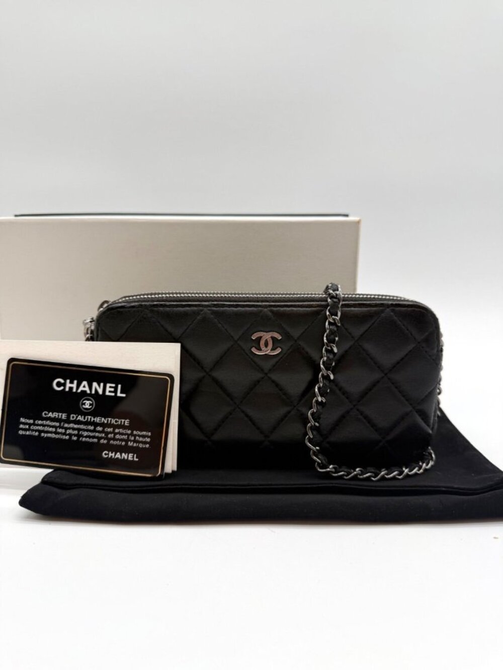 Chanel Chain Wallet Lambskin Quilted CC Logo Shoulder Bag